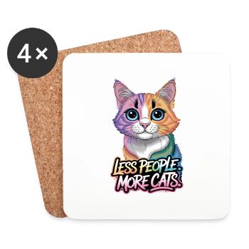 Weniger Menschen Mehr Katzen Buntes Katzenmotiv - Untersetzer (4er-Set) - Weiß - Vorne
