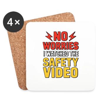 PAS DE SOUCIS, J’AI REGARDÉ LA VIDÉO DE SÉCURITÉ - Dessous de verre (lot de 4) - blanc - Devant