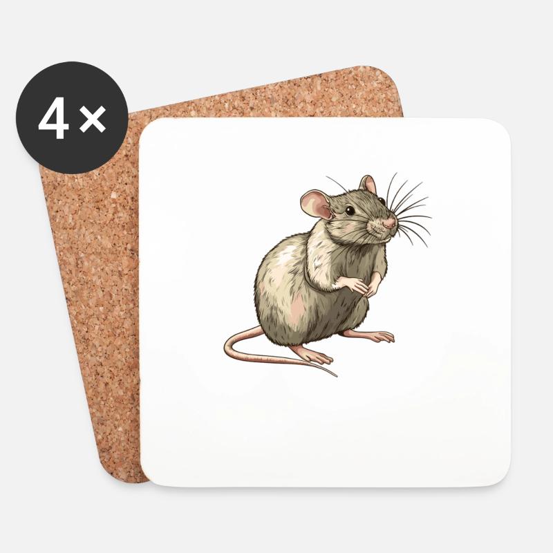 Ratten Ratte - Untersetzer (4er-Set) - Weiß