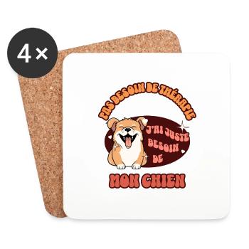 Besoin de mon chien - Dessous de verre (lot de 4) - blanc - Devant