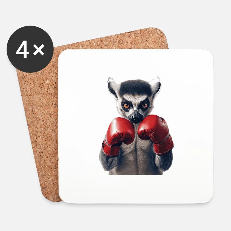 Lemur - Untersetzer (4er-Set) - Weiß