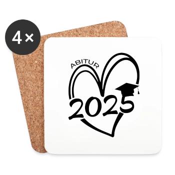 Abitur 2025 Herz - Untersetzer (4er-Set) - Weiß - Vorne