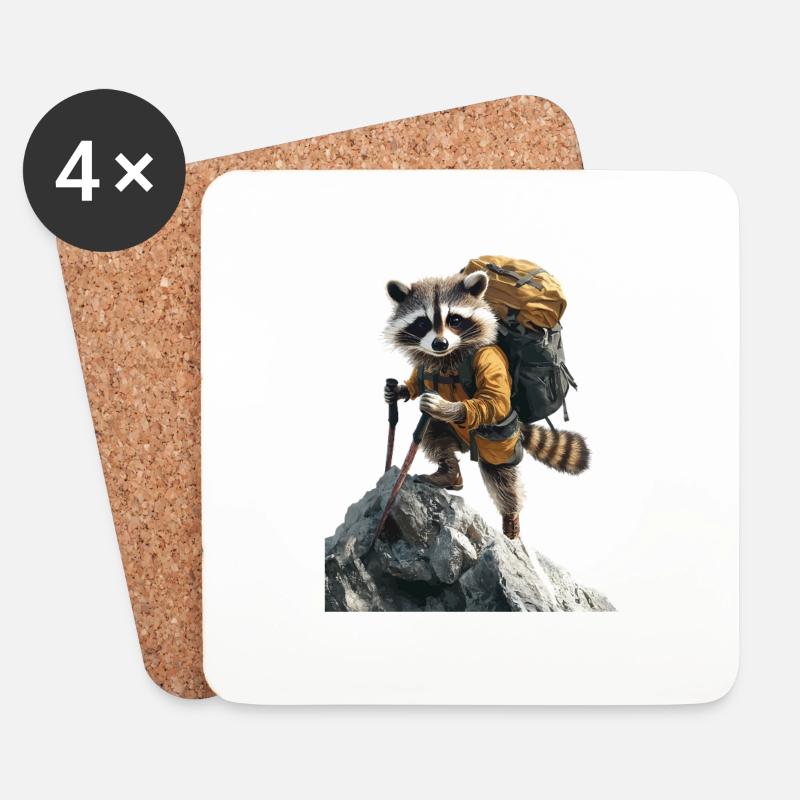 Waschbär - Untersetzer (4er-Set) - Weiß