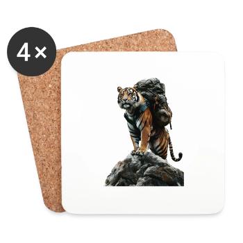 Tiger - Untersetzer (4er-Set) - Weiß - Vorne