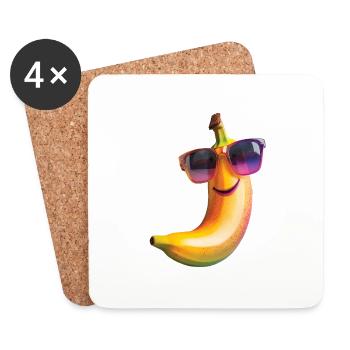Banane - Untersetzer (4er-Set) - Weiß - Vorne