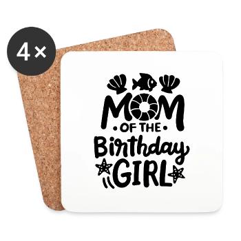 Maman de la fille d’anniversaire - Dessous de verre (lot de 4) - blanc - Devant