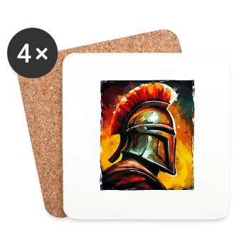 Spartan Warrior Sparta Helmet - Coasters (set of 4) - white - Front