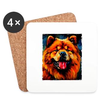 Chow Chow Hund Porträt - Untersetzer (4er-Set) - Weiß - Vorne