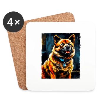 Akita Hund Porträt - Untersetzer (4er-Set) - Weiß - Vorne