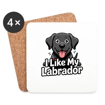 J’aime mon chien labrador que j’adore - Dessous de verre (lot de 4) - blanc - Devant