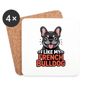 J’aime mon bouledogue français Love - Dessous de verre (lot de 4) - blanc - Devant