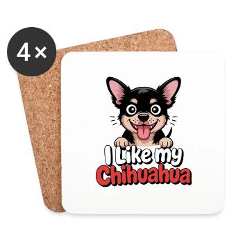 J’aime mon Chihuahua Hundeliebe - Dessous de verre (lot de 4) - blanc - Devant