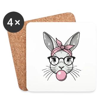 Lapin de Pâques Bulle Bulle Vintage - Dessous de verre (lot de 4) - blanc - Devant