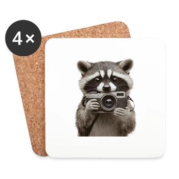 Waschbär - Untersetzer (4er-Set) - Weiß - Vorne