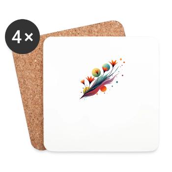 Abstract Floral Flow - Coasters (set of 4) - white - Front