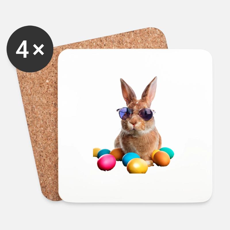 Osterhase - Untersetzer (4er-Set) - Weiß