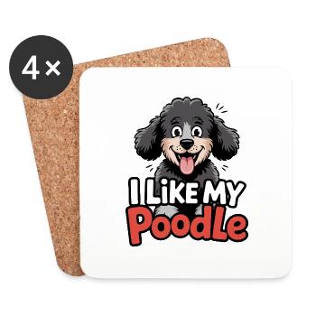 J’aime mon Caniche Hundeliebe - Dessous de verre (lot de 4) - blanc - Devant