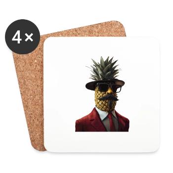 Ananas - Untersetzer (4er-Set) - Weiß - Vorne