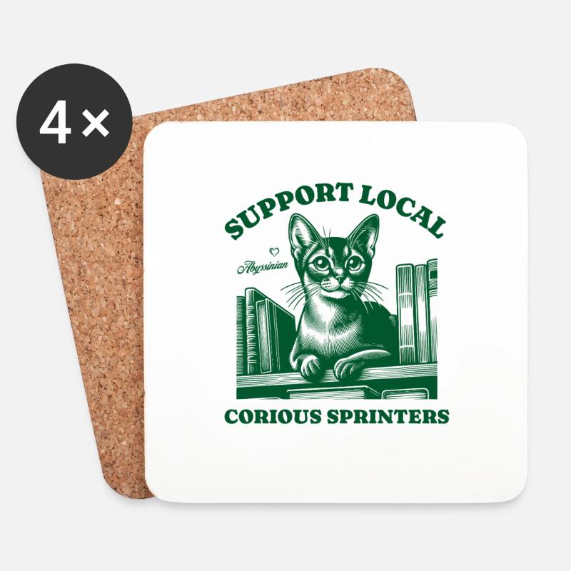 Katze Support Local Abyssinian - Untersetzer (4er-Set) - Weiß