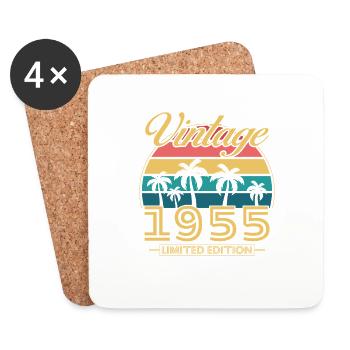 1955 Vintage Retro Geburtstagsgeschenk - Untersetzer (4er-Set) - Weiß - Vorne