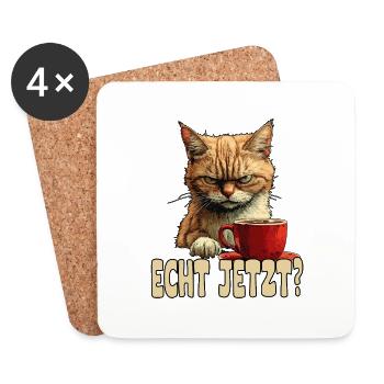 Funny cat with coffee and saying - Coasters (set of 4) - white - Front