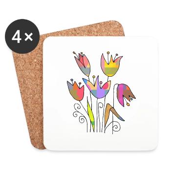Blumen - Untersetzer (4er-Set) - Weiß - Vorne