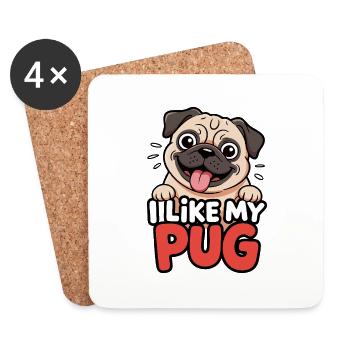 I like my Pug Hundeliebe - Untersetzer (4er-Set) - Weiß - Vorne