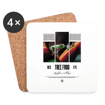 Grenouille arboricole aux yeux rouges Amphibien de la forêt tropicale - Dessous de verre (lot de 4) - blanc - Devant