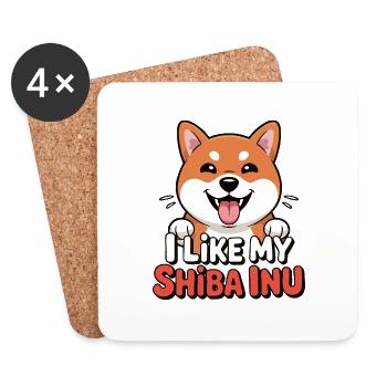 I like my Shiba Inu Dog Love - Coasters (set of 4) - white - Front