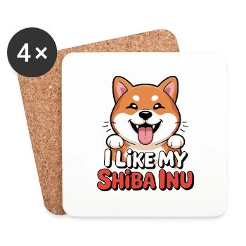 I like my Shiba Inu Dog Love - Coasters (set of 4) - white - Front