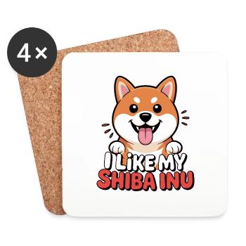 I like my Shiba Inu Dog Love - Coasters (set of 4) - white - Front