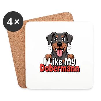 J’aime mon chien Doberman Love - Dessous de verre (lot de 4) - blanc - Devant