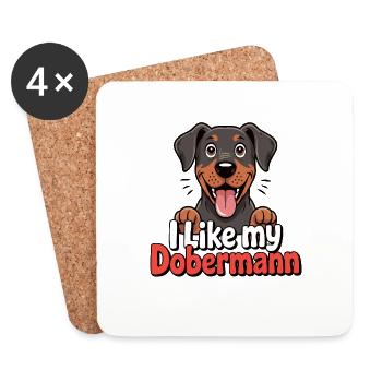 J’aime mon chien Doberman Love - Dessous de verre (lot de 4) - blanc - Devant
