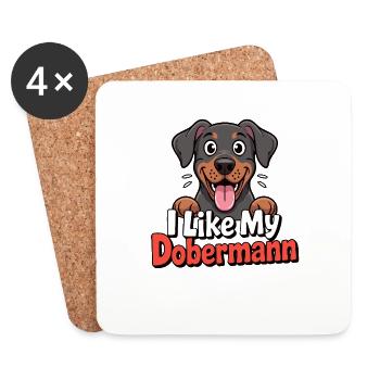 J’aime mon chien Doberman Love - Dessous de verre (lot de 4) - blanc - Devant
