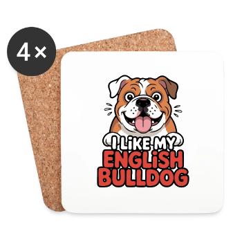 J’aime mon Bouledogue Anglais Love - Dessous de verre (lot de 4) - blanc - Devant