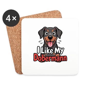 J’aime mon chien Doberman Love - Dessous de verre (lot de 4) - blanc - Devant