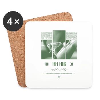 Grenouille arboricole aux yeux rouges Amphibien de la forêt tropicale - Dessous de verre (lot de 4) - blanc - Devant