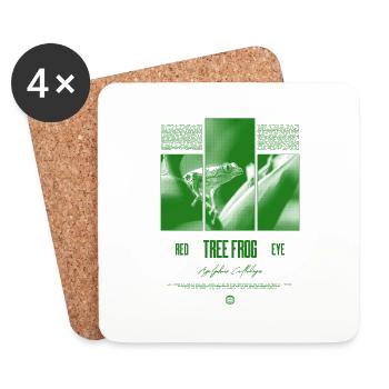 Grenouille arboricole aux yeux rouges Amphibien de la forêt tropicale - Dessous de verre (lot de 4) - blanc - Devant