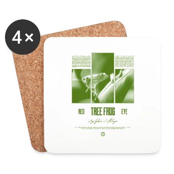 Grenouille arboricole aux yeux rouges Amphibien de la forêt tropicale - Dessous de verre (lot de 4) - blanc - Devant
