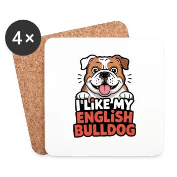 J’aime mon Bouledogue Anglais Love - Dessous de verre (lot de 4) - blanc - Devant