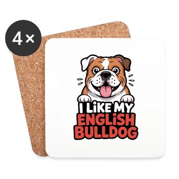 J’aime mon Bouledogue Anglais Love - Dessous de verre (lot de 4) - blanc - Devant