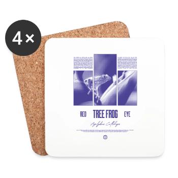 Grenouille arboricole aux yeux rouges Amphibien de la forêt tropicale - Dessous de verre (lot de 4) - blanc - Devant