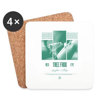 Grenouille arboricole aux yeux rouges Amphibien de la forêt tropicale - Dessous de verre (lot de 4) - blanc - Devant