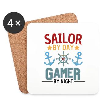 Navigation le jour, jeux d’argent la nuit - Dessous de verre (lot de 4) - blanc - Devant