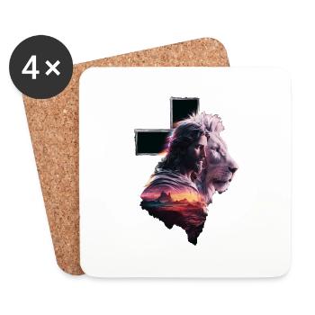 Jesus, the Lion of Judea - Lion of Judah - Coasters (set of 4) - white - Front