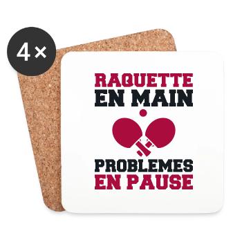 Racket in hand Ping Pong ping pong ping pong - Coasters (set of 4) - white - Front