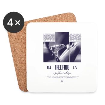Grenouille arboricole aux yeux rouges Amphibien de la forêt tropicale - Dessous de verre (lot de 4) - blanc - Devant