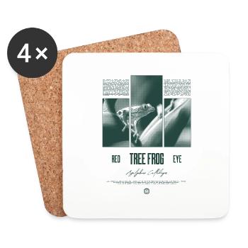 Grenouille arboricole aux yeux rouges Amphibien de la forêt tropicale - Dessous de verre (lot de 4) - blanc - Devant