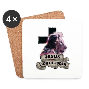 Jésus, le Lion de Judée - Lion de Juda - Dessous de verre (lot de 4) - blanc - Devant