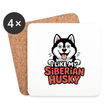 J’aime mon Husky de Sibérie Hundeliebe - Dessous de verre (lot de 4) - blanc - Devant